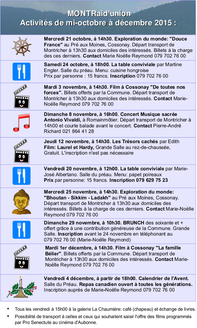 Programme Montraid union 17 oct