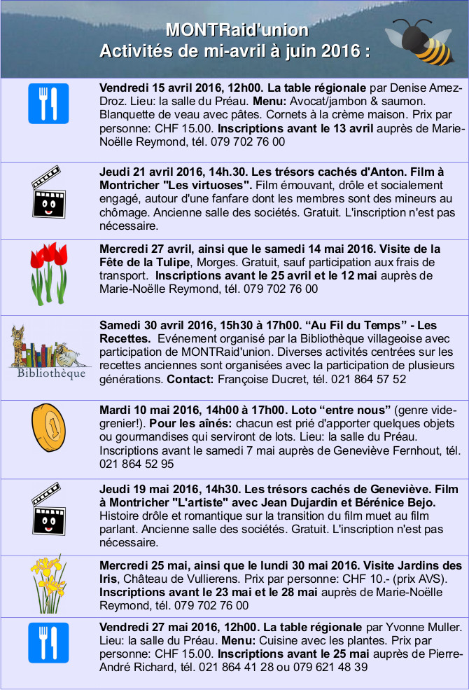 Programme Montraid union avril juin 2016 page1